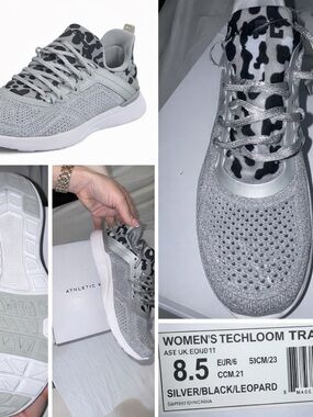 APL Techloom Trainer Silver/gray Black Leopard soles NEW 8.5 retail $250